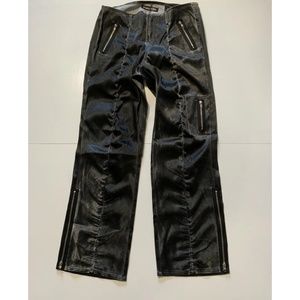 Vintage Y2K Let me B Goth Emo polyester Zipper Cargo Wide Leg pants size 16